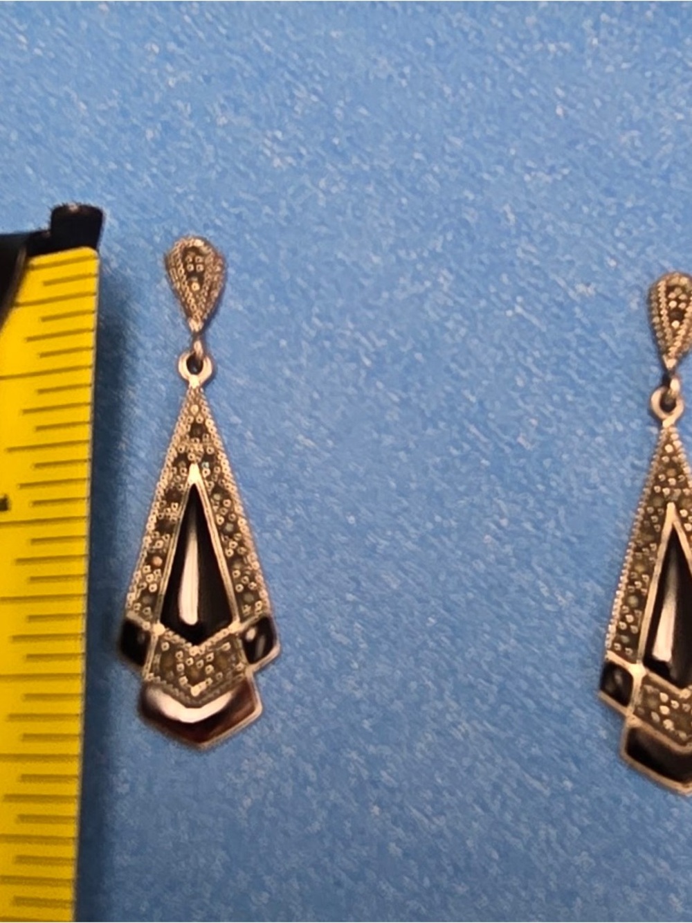 Sterling Silver Black Onyx Teardrop Dangle Earrings